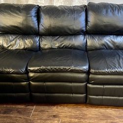 Reclining Black Leather Sofa