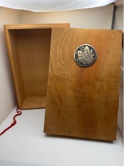 Wooden Box with Butterfly Emblem
