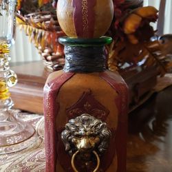 Vintage Italy Lions Crest Bottle Decanter / Antique / Decor / Man Cave / Nostalgia / Liquor 