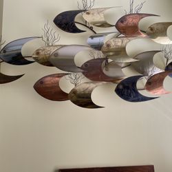 Mixed Metal School Of Fish Wall Sculpture