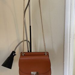 Cute Brown Mini Crossbody Bag w/ Gold Chain Strap