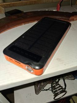 Phone battery Charger pack with solar charge& 4 cord options & 4 ports options: Micro USB, USB-C, Lightning, USB-A...$10