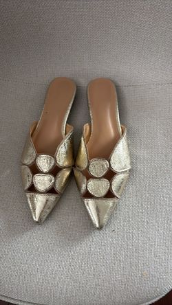 Gold Metallic Pointed-Toe Mule Heels