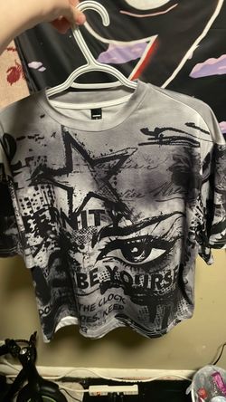 Y2k shirt, Manfinity is the brand, black and gray, large