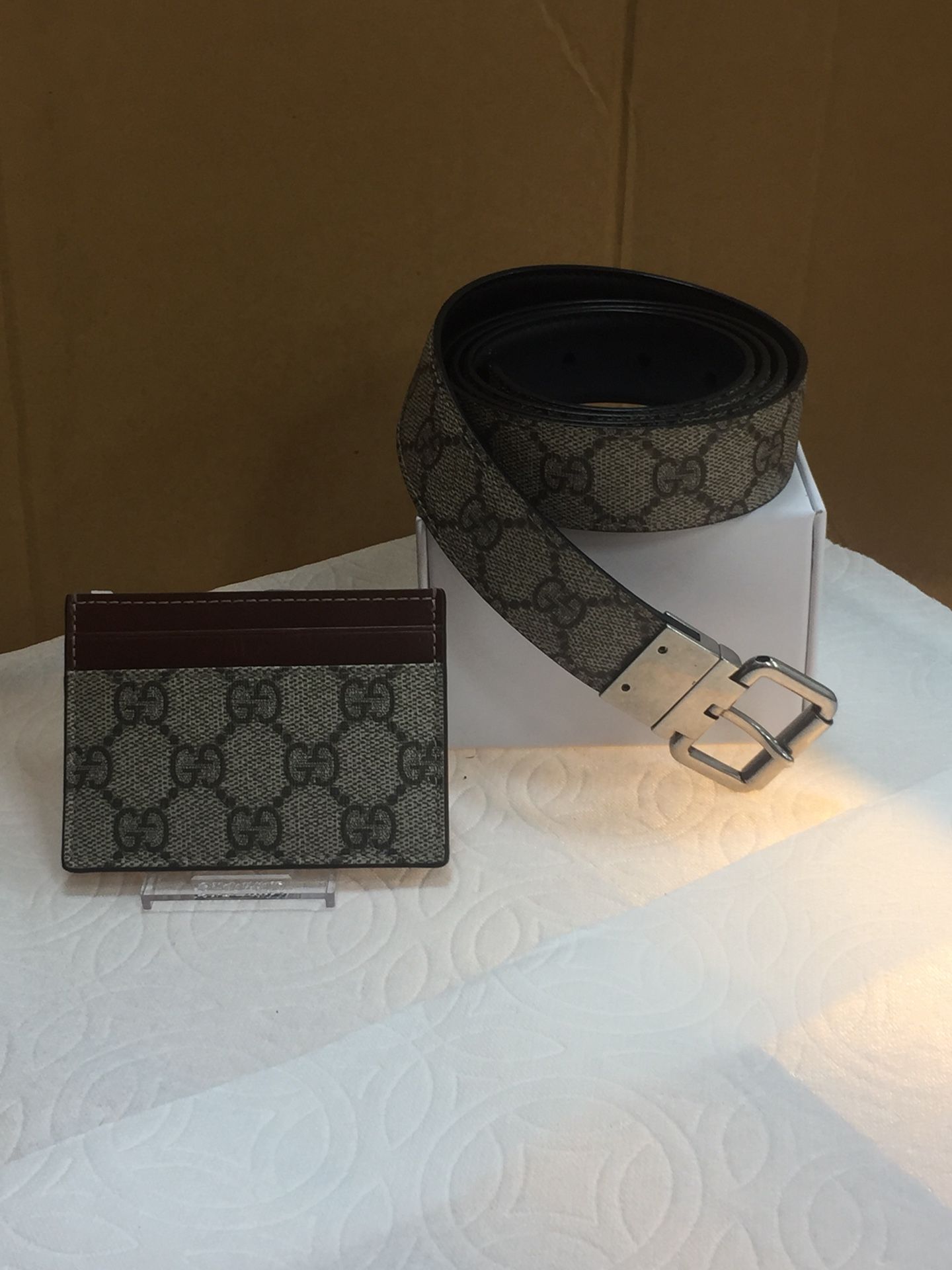 GUCCI MONOGRAM WALLET WITH REVERSIBLE BELT