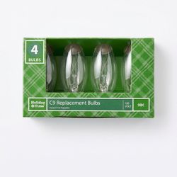 Holiday Time C9 Clear Replacement Bulbs 4-Pack 120V 7W Roofline Patio Outdoor