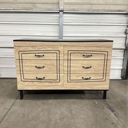 New 6 Drawer Bedroom Storage Dresser, Natural and black