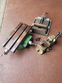 Cast Iron X-Y Compound Slide Milling Table – Heavy Duty with a Heavy Duty Quick-Acting Drill Press Vise and a Flat Drill Press Utility Vise Low Profil
