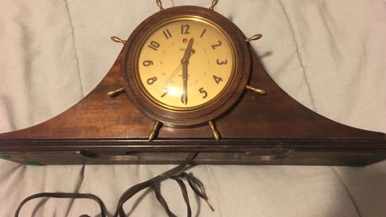 Antique 30s 40s Warren telechron ship bell mantle clock