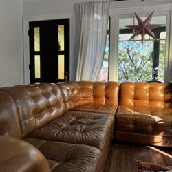 Pottery Barn x Ken Fulk Leather Sectional Sofa 