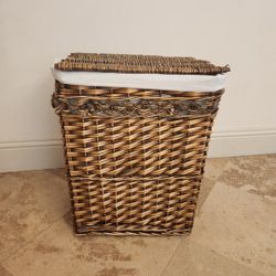 Honey Can Do Wicker Hamper With Liner Rectangle Hamper Laundry Basket Bin  12''L x 19''W x 22''H  