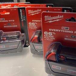Milwakee Batteries M18 = XC 5.0 $120XC 3.0$110And 100 for the CP3.8
