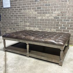 Mariana Genuine Leather Chesterfield Coffee Table Ottoman