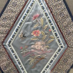 Beautiful Asian Silk  Embroidery Flowers Wall Art