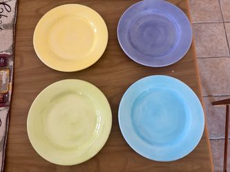 Brand New Set of 8 Colorful Earthenware Dinner Plates