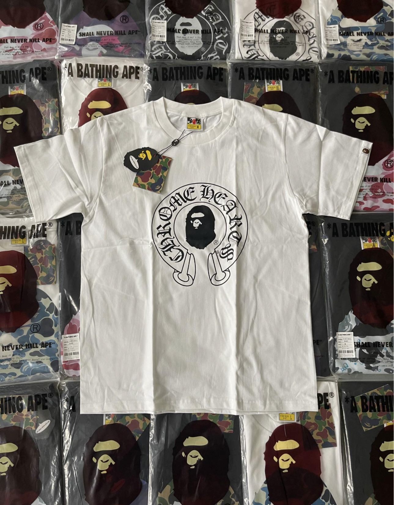 blk and white chrome heart shirt