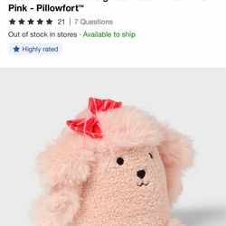 Poodle Kids' Mini Weighted Plush Throw Pillow Pink - Pillowfort