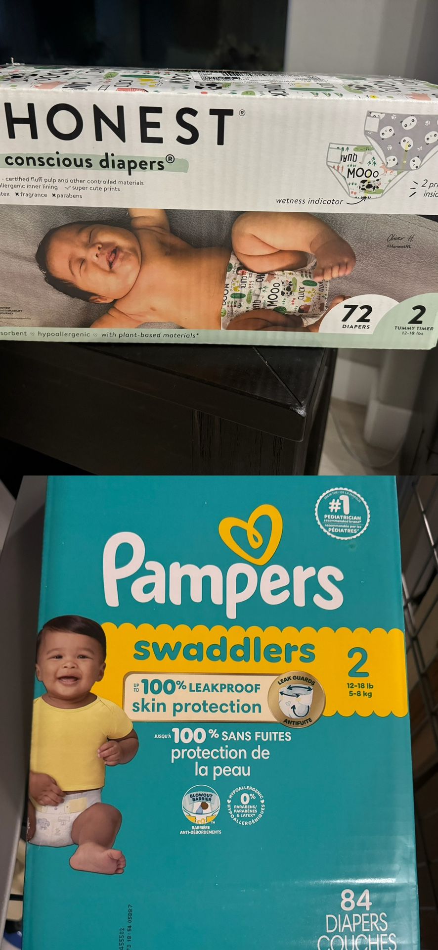 Honest & Pampers Diapers Size 2
