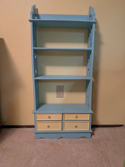 Free Blue and Yellow Wood Shelf with Drawers