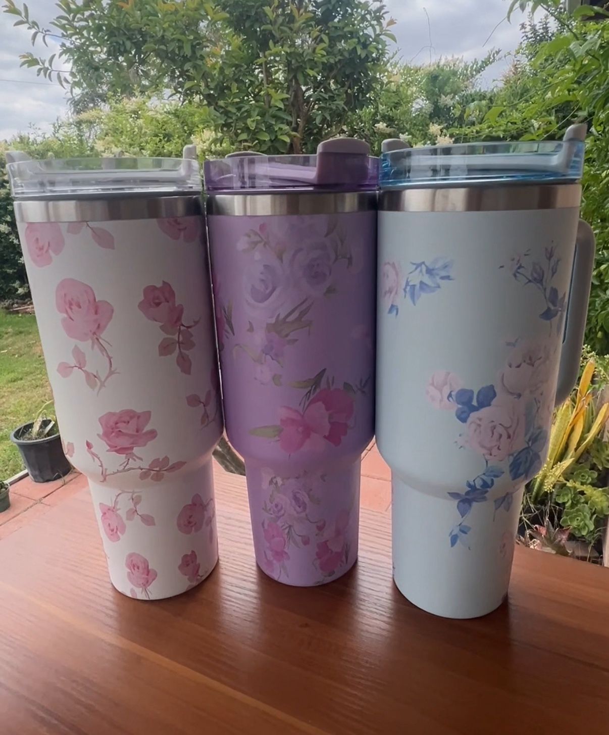 40 Oz Flower Tumbler Cups