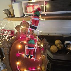  Santa Climbing In  Led Ladder And More Light