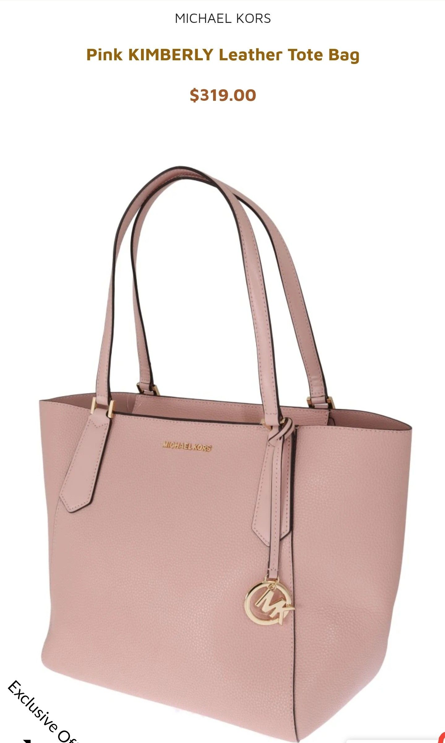 Michael Kors Pink KIMBERLY Leather Tote Bag