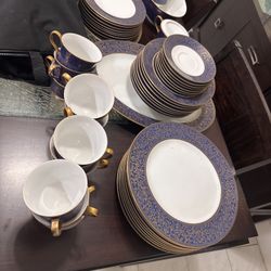 Sango Japan Aristocrat Cobalt Blue and Gold Dinnerware / Tableware Collection