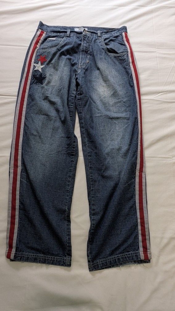 The Vintage Early 2000s, Platinum FUBU 75th Anniversary Harlem Globetrotter Jeans