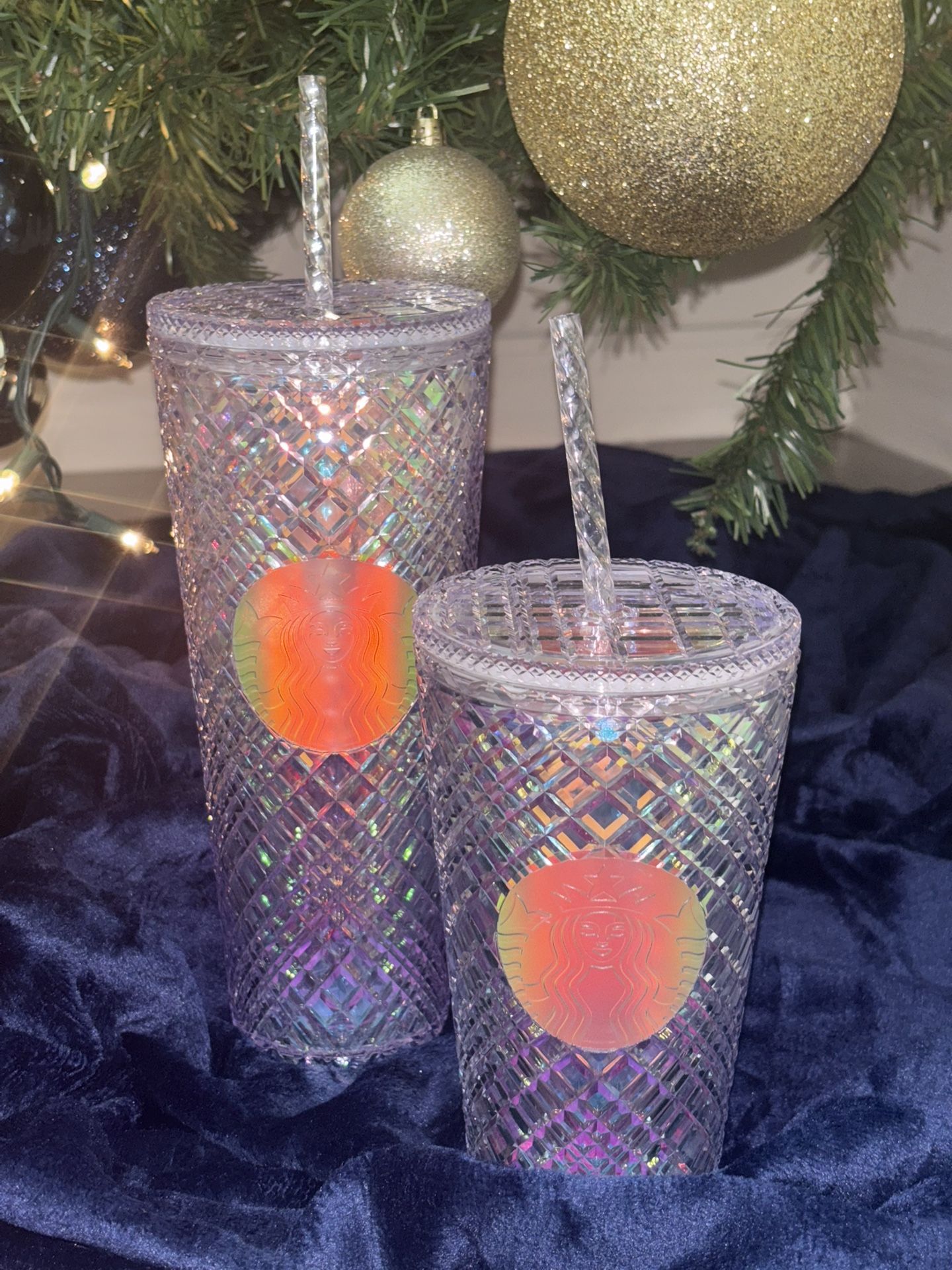 Starbucks Venti (24oz) & (16 oz) Unicorn Iridescent Studded Bling