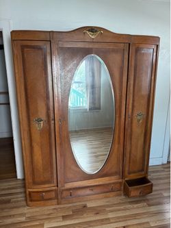 Vintage 4 piece Armoire, dresser & night stands