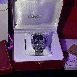 GRA Moissanite Watch White Gold With Silver Carti