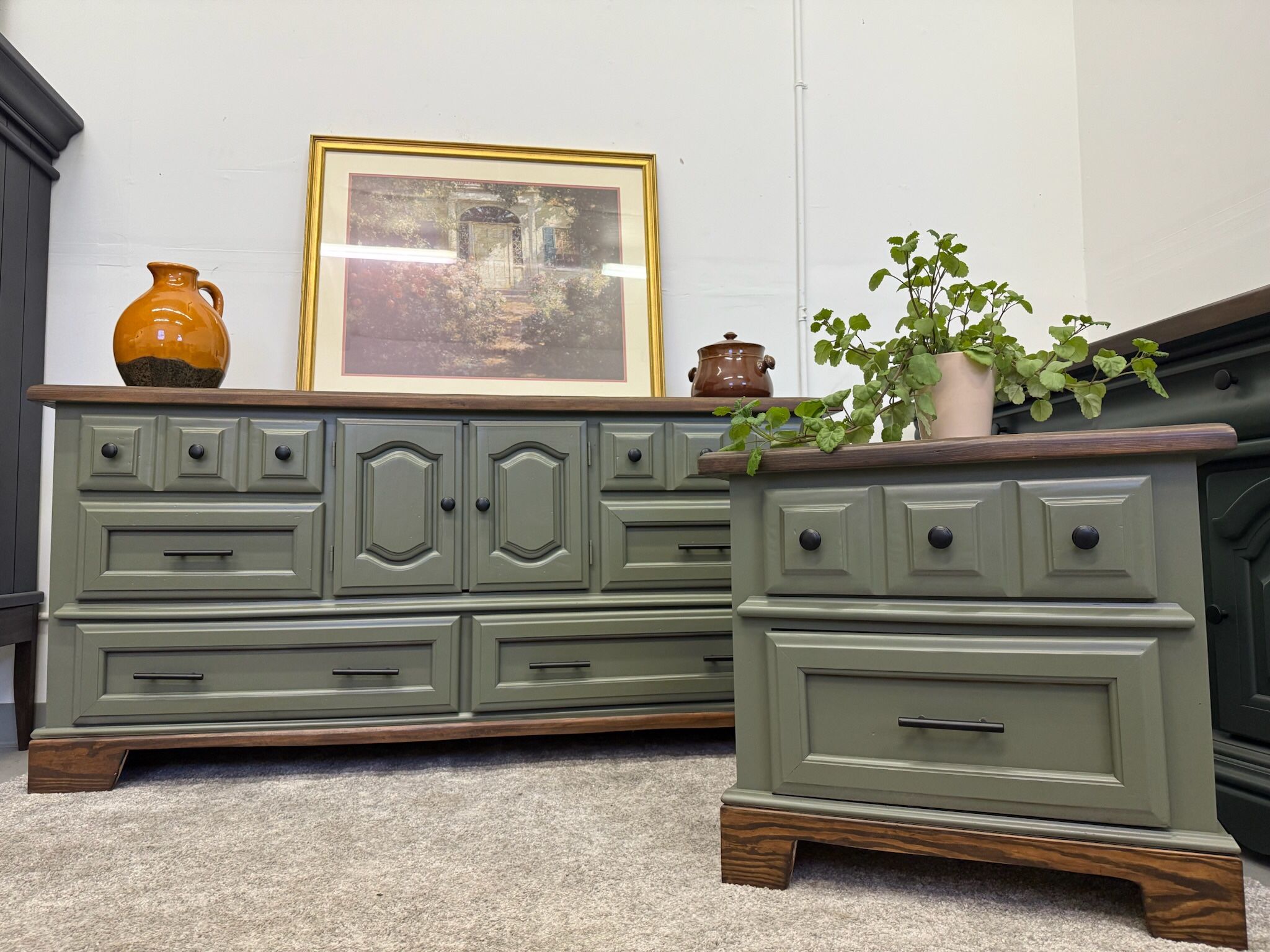 Sage Green Dresser and Nightstand Set (Delivery Available)