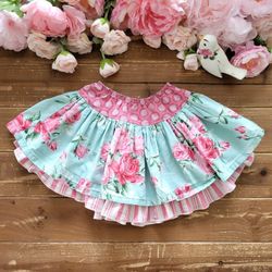 5T BOUTIQUE TURQUOISE & PINK FLORAL LAYERED SKIRT