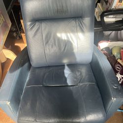 Navy blue leather electric recliner
