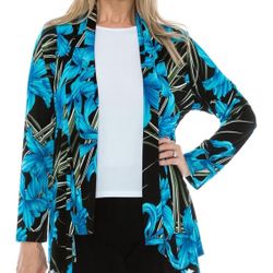 Women's Print Jacket Cardigan - Long Sleeve Printed Mid Cut Printed Sweater (L)