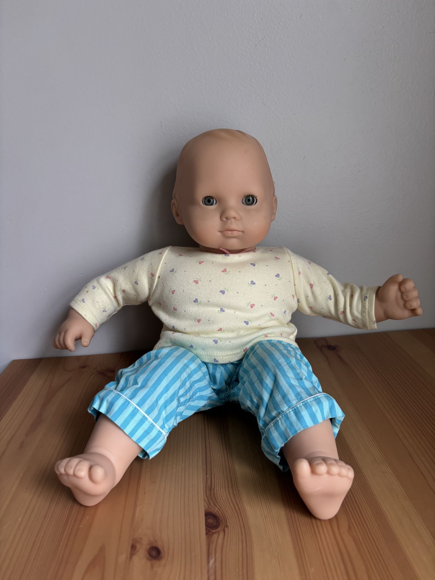 American Girl Doll Bitty Baby Wearing Pajamas Blonde Hair Blue / Gray Eyes