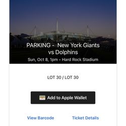 MIAMI DOLPHINS VS GIANTS PARKING - Lot 30