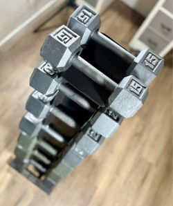 Set Of Set Of Cast Iron Hex Dumbbells From 15s to 50s Pounders ( Total: 520 lbs. ) [  NO RACK INCLUDED - yes you can Buy It $