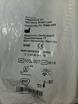 (2) Philips Respironics Performance Tubing 6' White Hose 1032907 - NEW IN SEALED