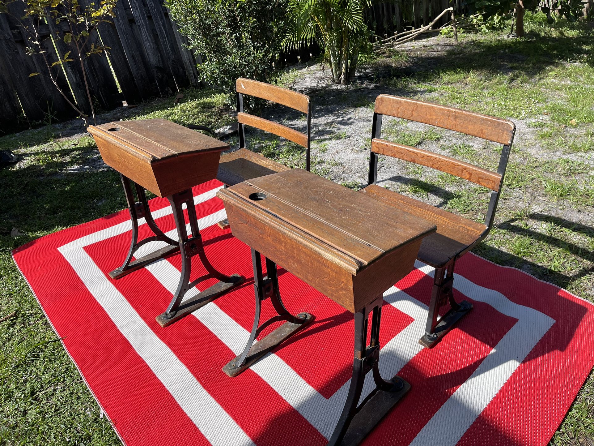 2 Vintage School Desk And Chairs (Adjustable Height) $150 OBO 