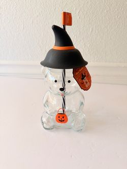 Halloween Barista Bear Witch glass cup with straw Brand New $38