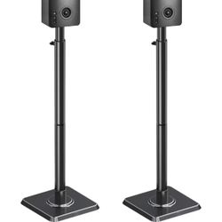 2 Speaker Stands Height Adjustable with Wire Management Heavy Duty Black Mounts