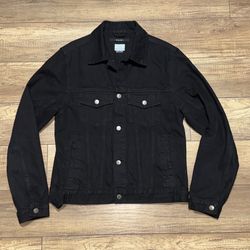 Ksubi Classic Designer Travis Scott Grunge Black Embroidered Denim Jacket Mens L