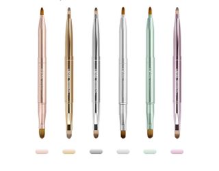 6 Pieces Retractable Lipstick Eyeshadow Foundation Makeup Brush,Lip Liner Brushes,Retractable Lip Brush,ravel Retractable Lip Brush Applicators Flat f