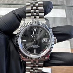 Custom Gray Silver Watch Date J Ust Arabic Dial