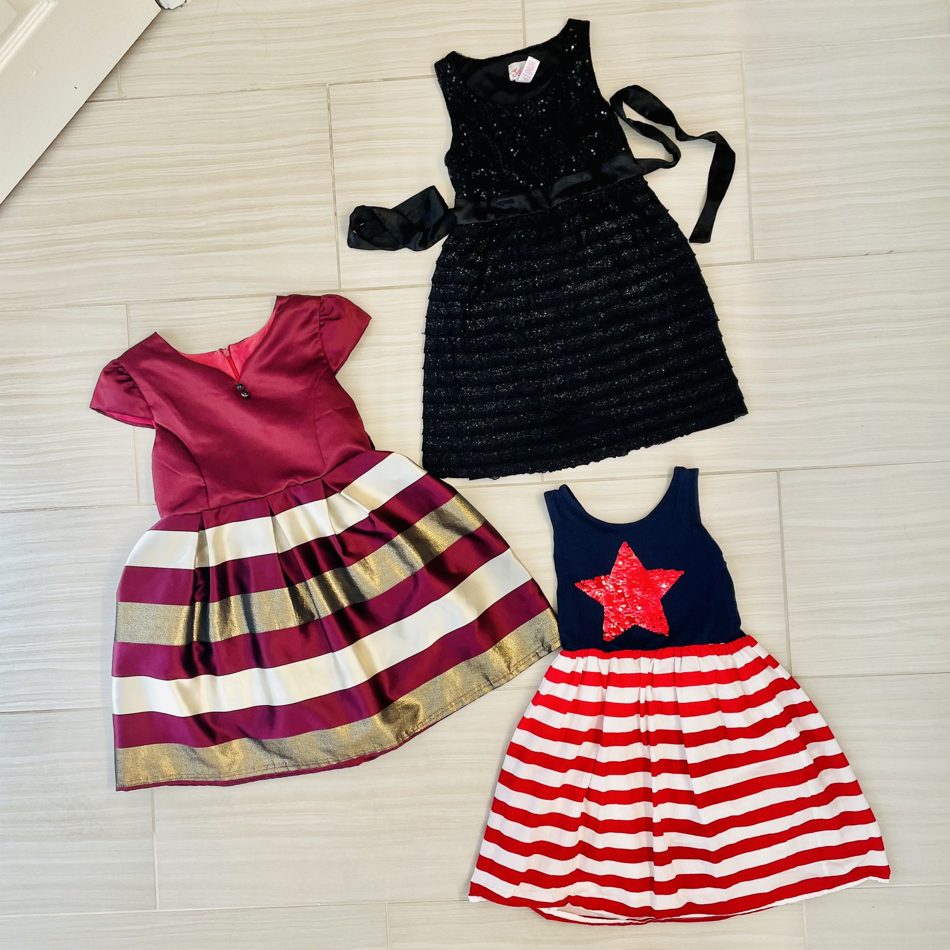 Girls Dresses Holiday / Holidays 4th Of July Christmas Black & Silver Party Lot Size 7/8
