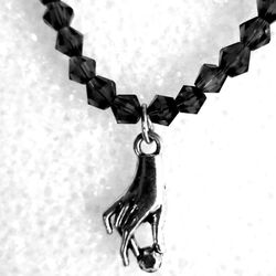 LUCKY HAND SILVER CHARM SWAROVSKI BEADED DESIGNER ORIGINAL COLLAR  NECKLACE