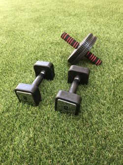 8lb dumbbell set and ab roller