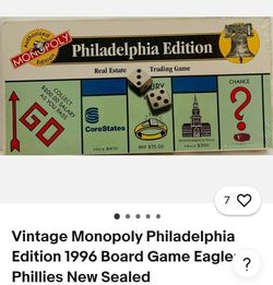 Philadelphia version of monopoly still in shrink wrap  never opened