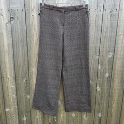 Vtg Express Stretch Wide Leg Cuffed Brown Plaid Stretch Retro Trouser Pants 9/10